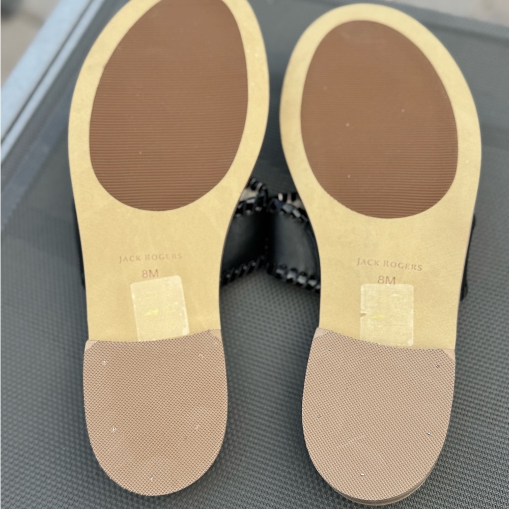 NEW Jack Rogers Black Leather Sandals - size 8M - Picture 3 of 4